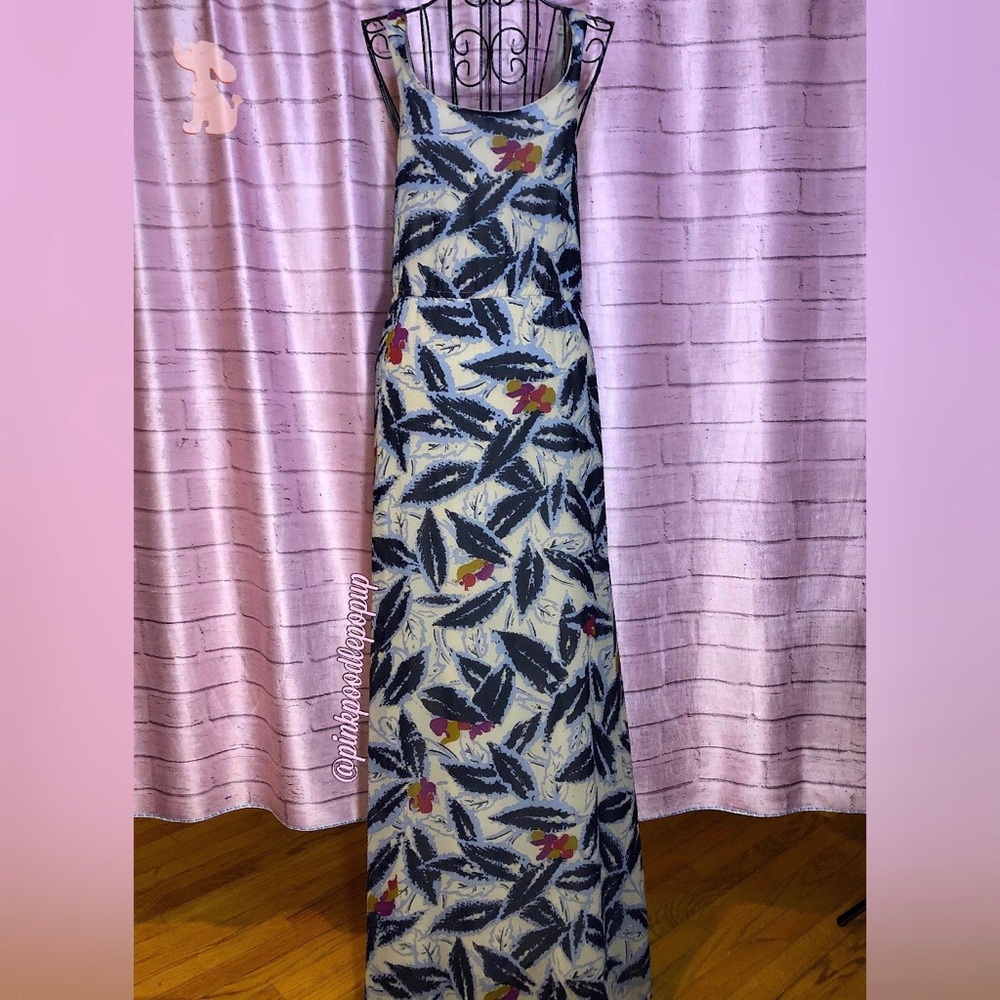 Willow & Clay Blue & Cream Split Front Maxi Dress - Picture 5 of 8